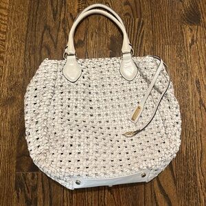 ABRO white Basketweave purse/bag